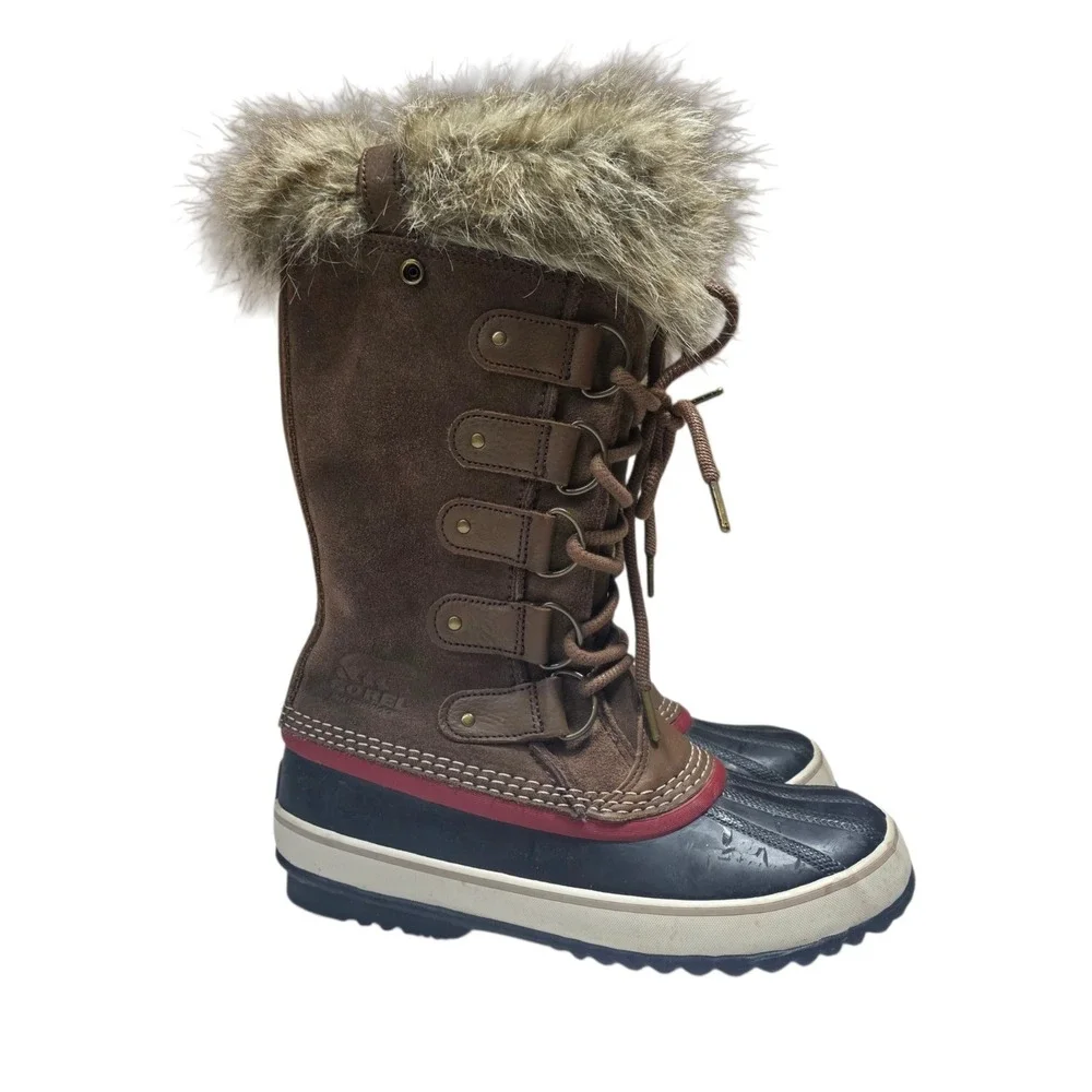 Sorel Joan of Arctic Womens 9 Brown Winter Snow Boots Faux Fur Waterproof